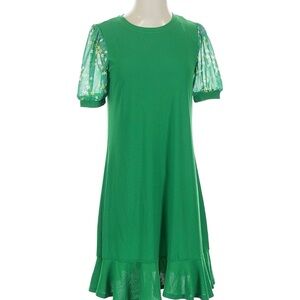 CeCe Green Dress with Sheer Sleeves